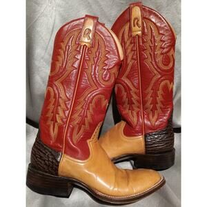 Rod Patrick 7A Women 7 Red Tan Exotic Heel Handmade Western Boots Mexico Premium